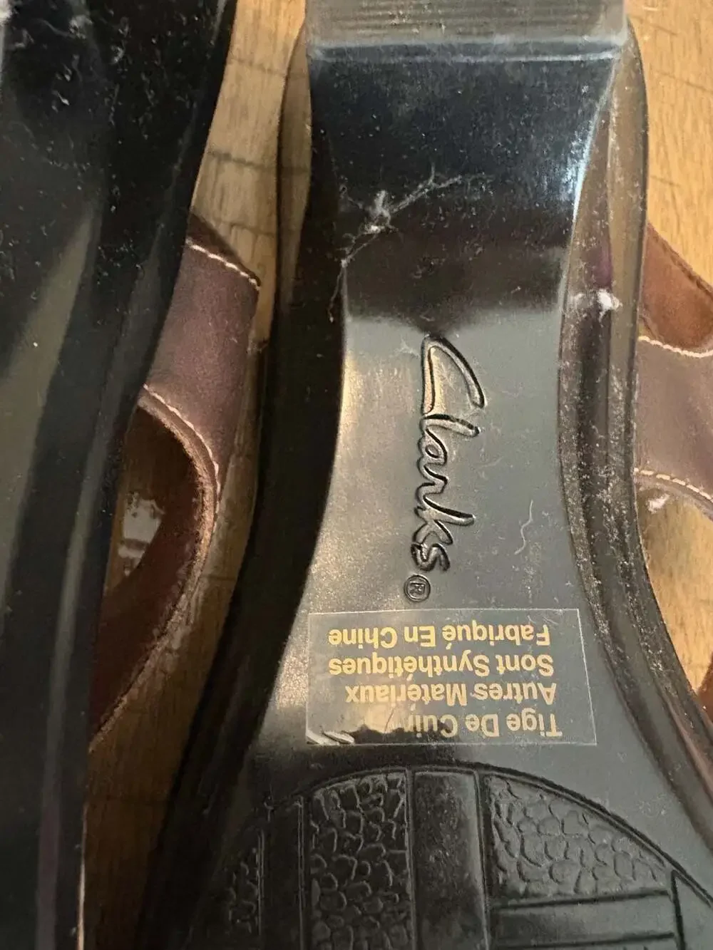 Clarks Women's Brown Leather Slingback Wedge Sandals